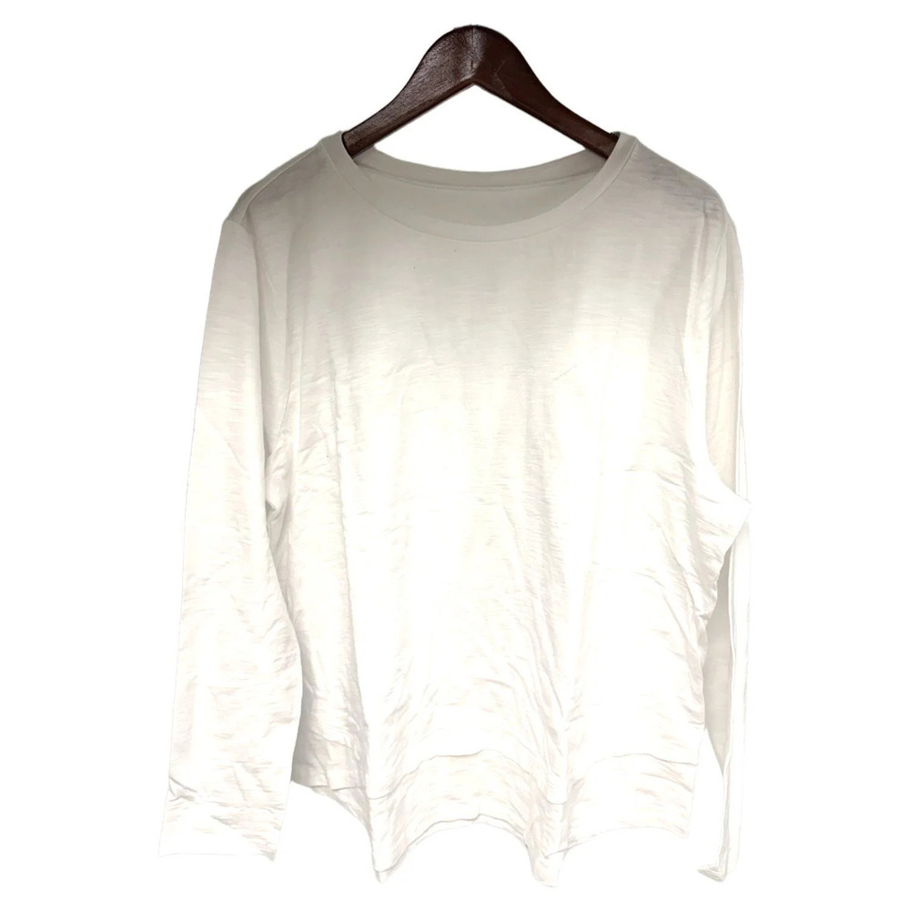 Studio Park x Amy Stran Women's Slub LongSlv Double Hem Top White - Regular